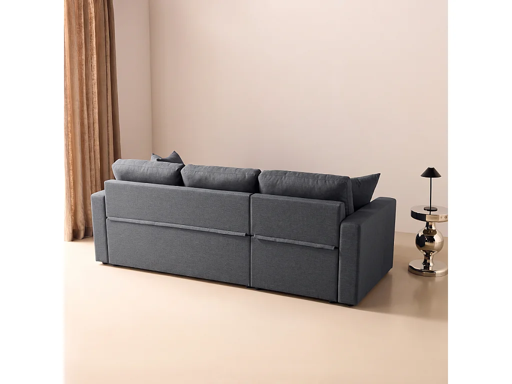 Sofá cama esquinero reversible con espacio de almacenamiento, 3 plazas