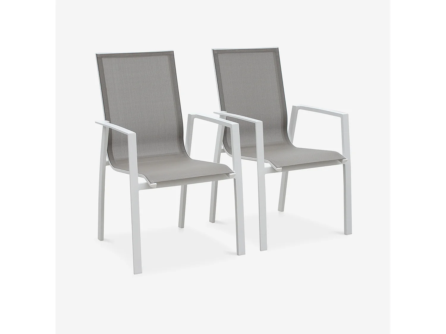 Set di 2 poltrone da giardino in alluminio e textilene, bianco
