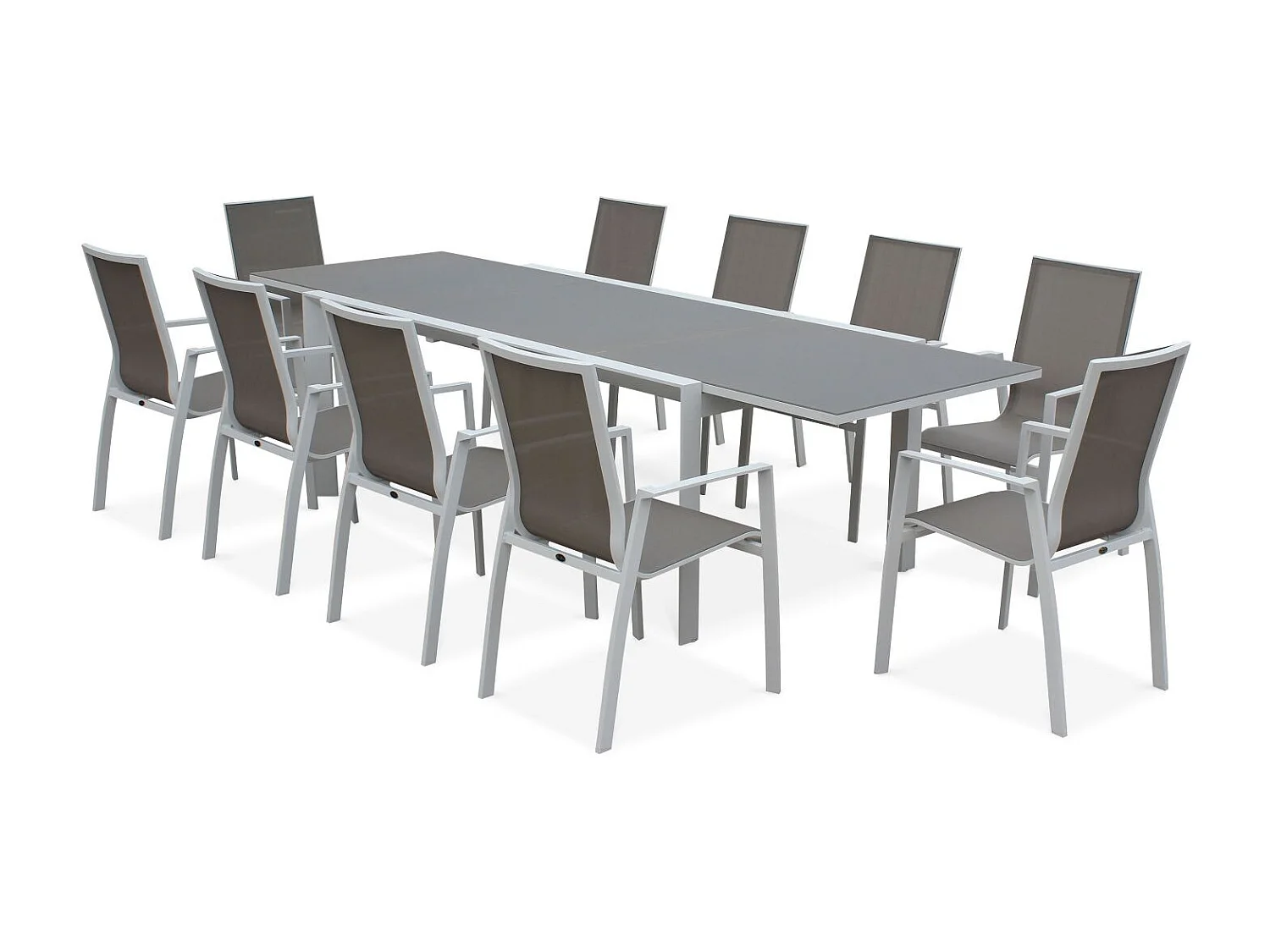 Set di 2 poltrone da giardino in alluminio e textilene, bianco