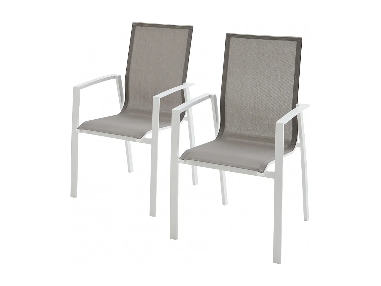 Set di 2 poltrone da giardino in alluminio e textilene, bianco