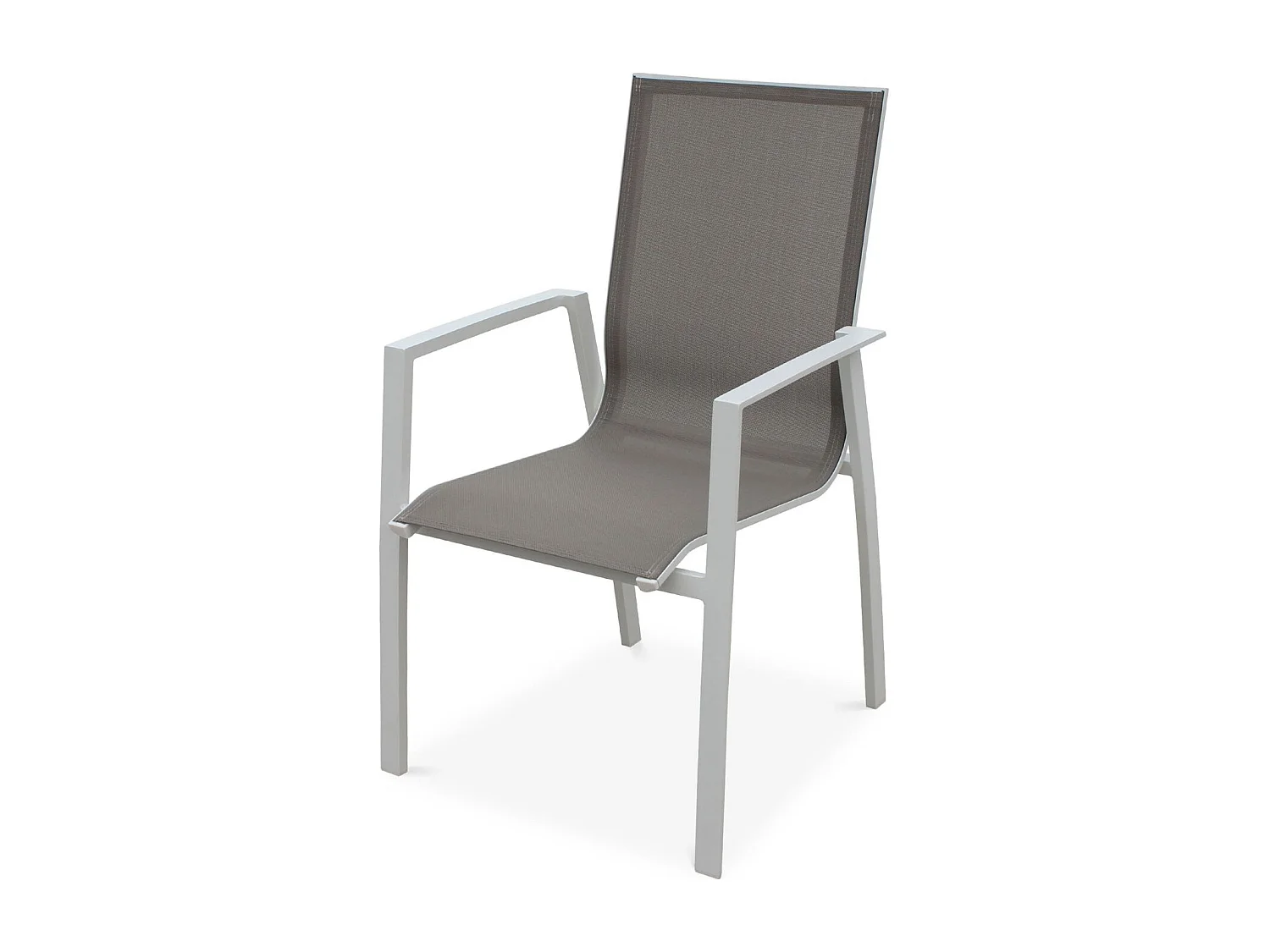 Set di 2 poltrone da giardino in alluminio e textilene, bianco