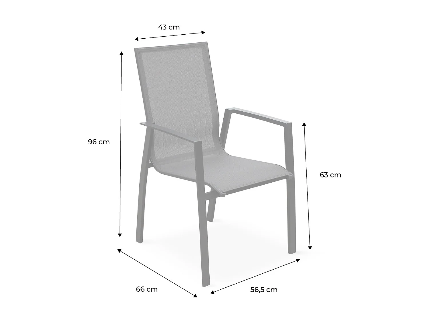 Set di 2 poltrone da giardino in alluminio e textilene, bianco