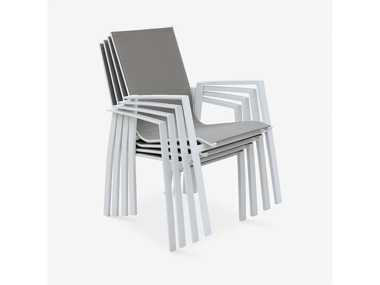 Set 2 sedie da giardino in alluminio e textilene Bianco - 56.5x66x96 cm