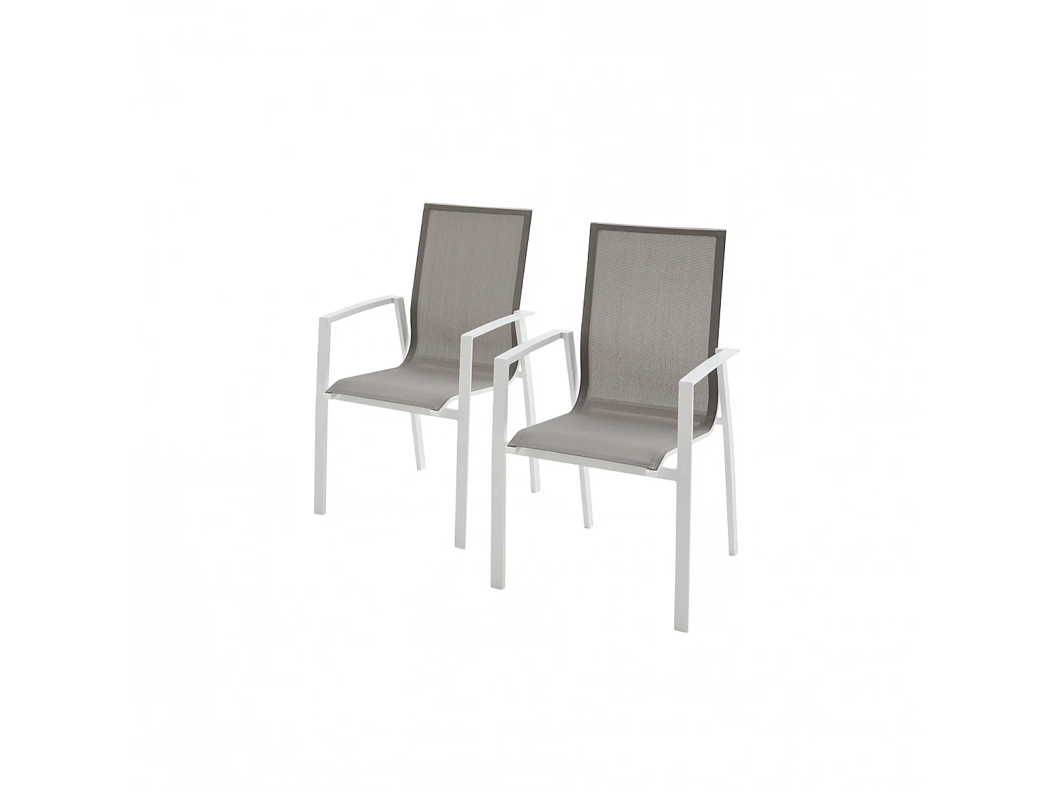 Set 2 sedie da giardino in alluminio e textilene Bianco - 56.5x66x96 cm
