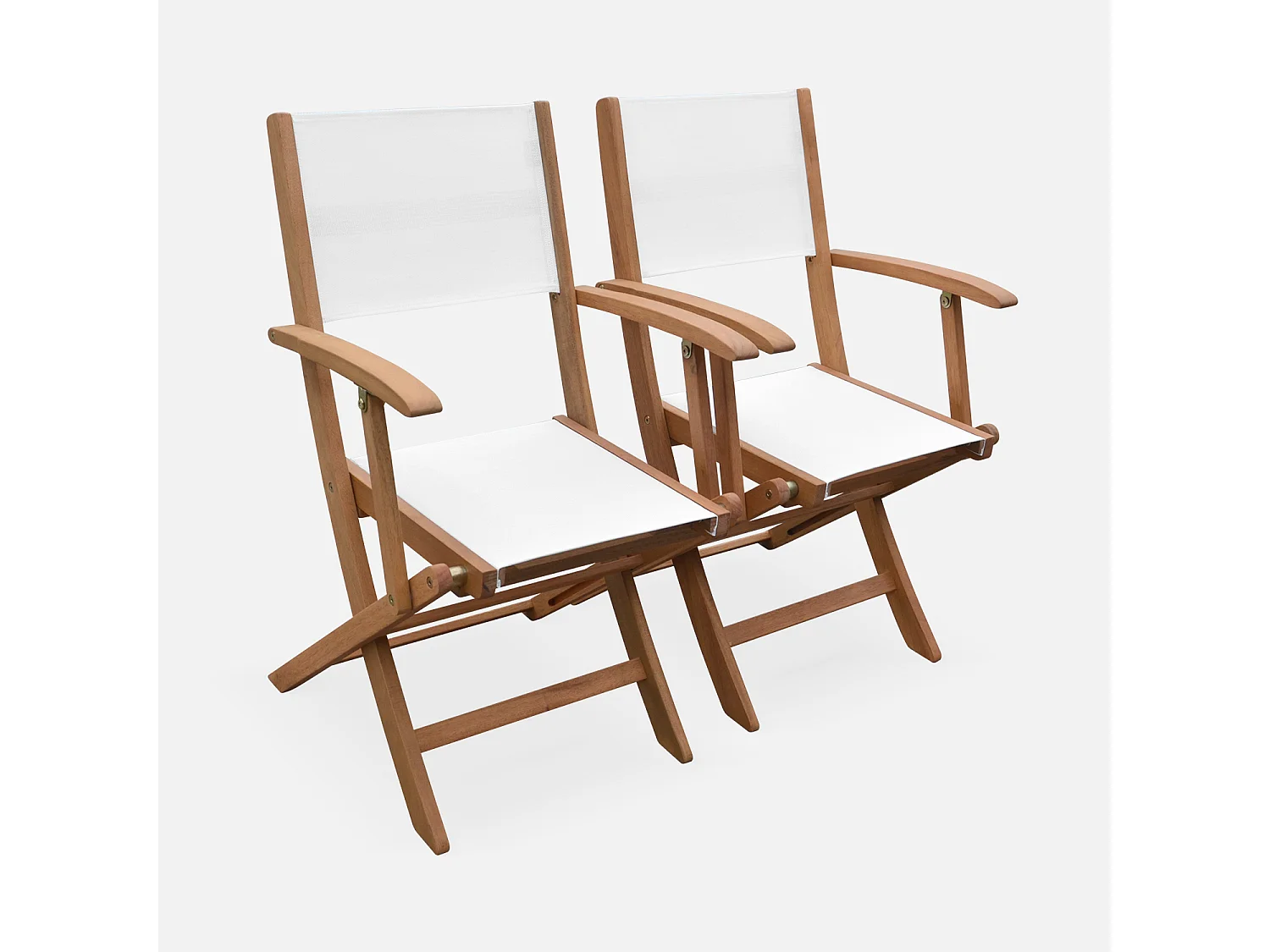 Silla de jardín plegable de madera de eucalipto, set de 2 blanco