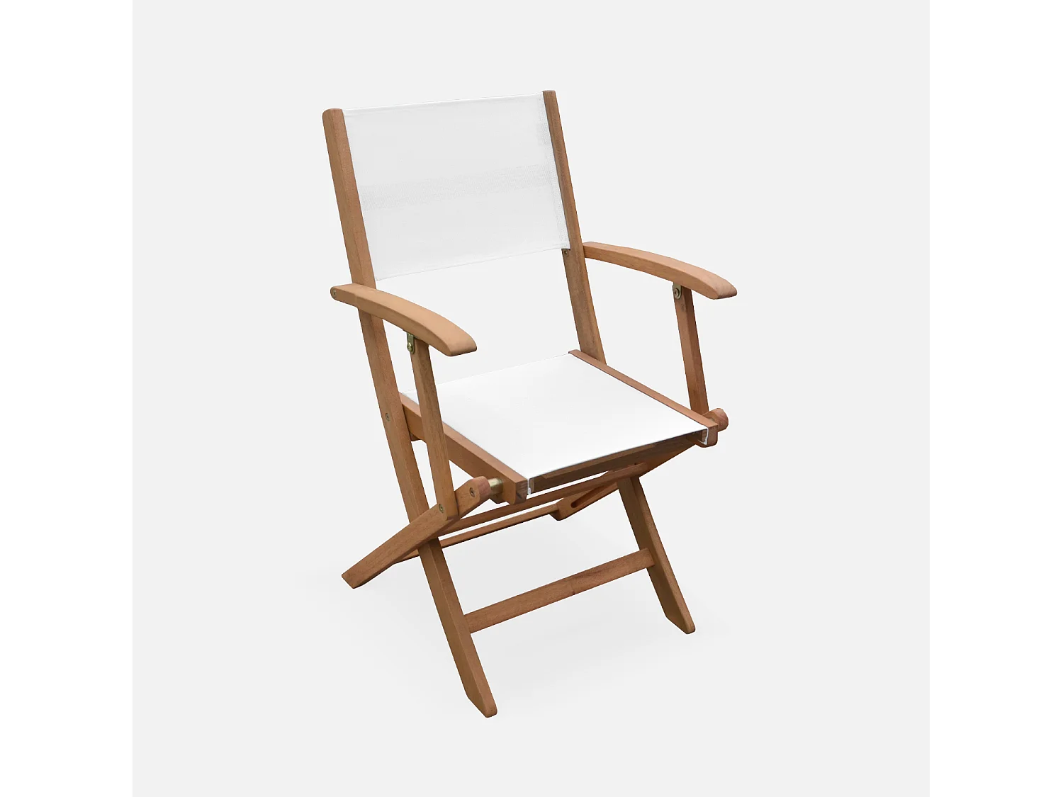 Silla de jardín plegable de madera de eucalipto, set de 2 blanco