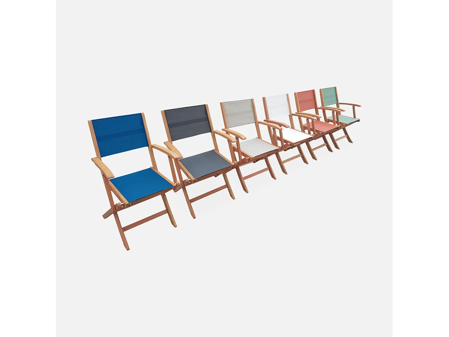 Silla de jardín plegable de madera de eucalipto, set de 2 blanco