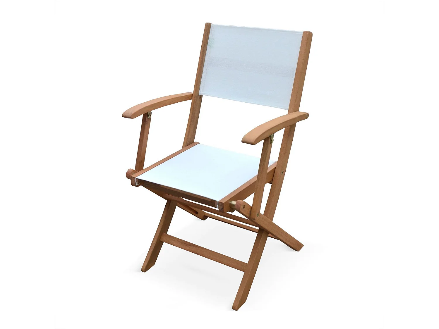 Silla de jardín plegable de madera de eucalipto, set de 2 blanco