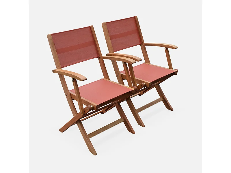 Silla de jardín plegable de madera de eucalipto, set de 2 terracotta