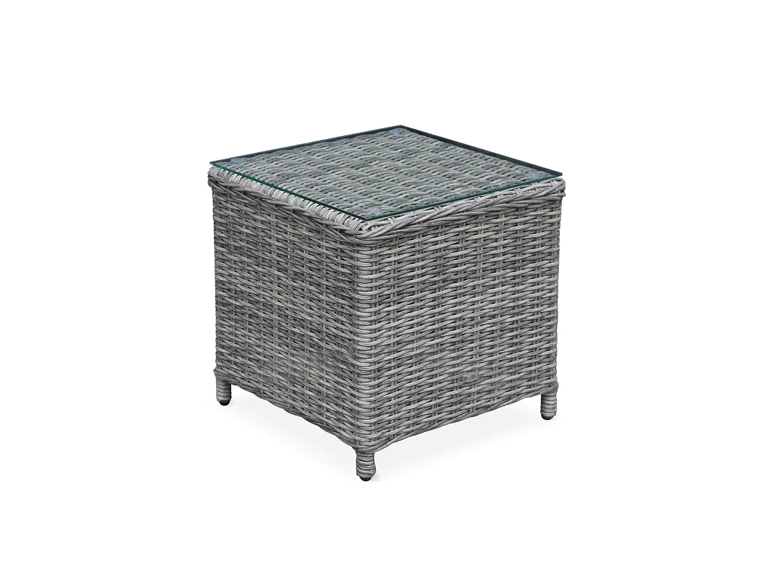 Sillón de jardín con reposapiés de resina trenzada, set de 2, Gris