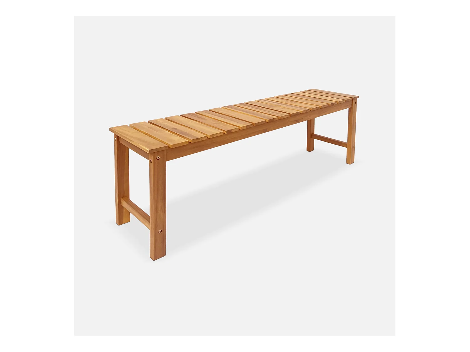 Panca 2-3 posti in acacia e legno chiaro, 140cm, marrone naturale