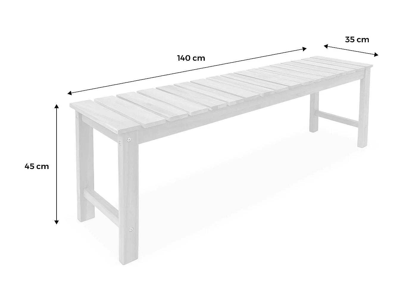 Panca in acacia e legno chiaro, 140cm, marrone naturale