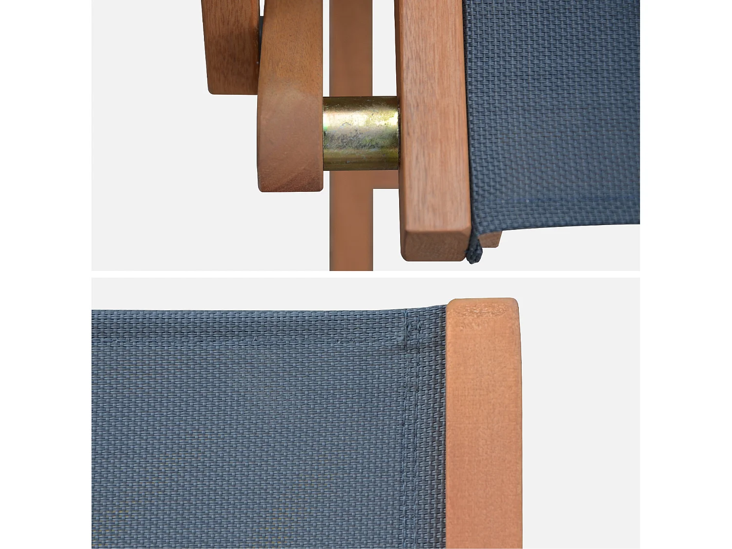 Silla de jardín plegable de madera de eucalipto, set de 2 antracita