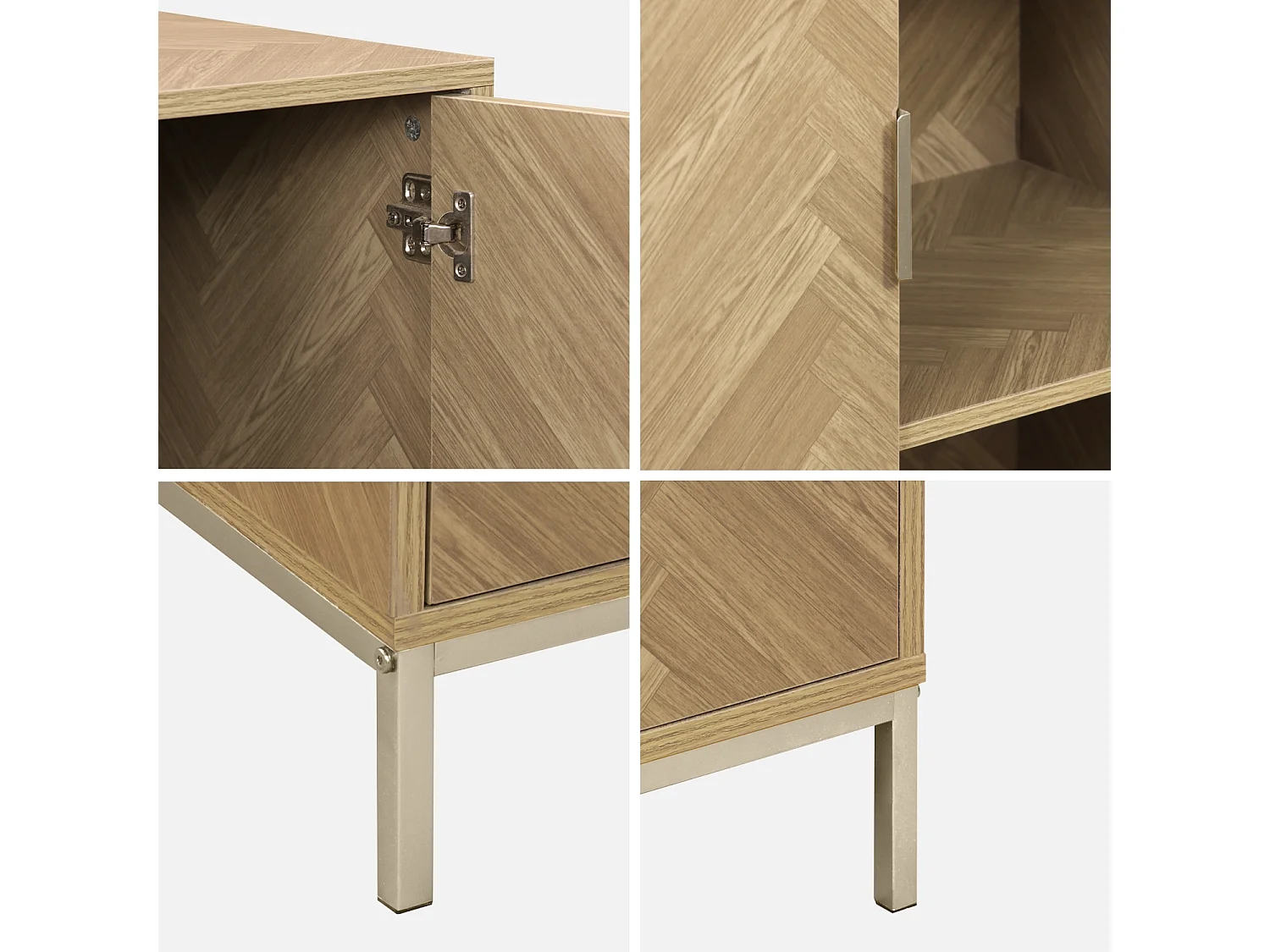 Cómoda con efecto madera y espiga de 2 puertas, 80cm natural