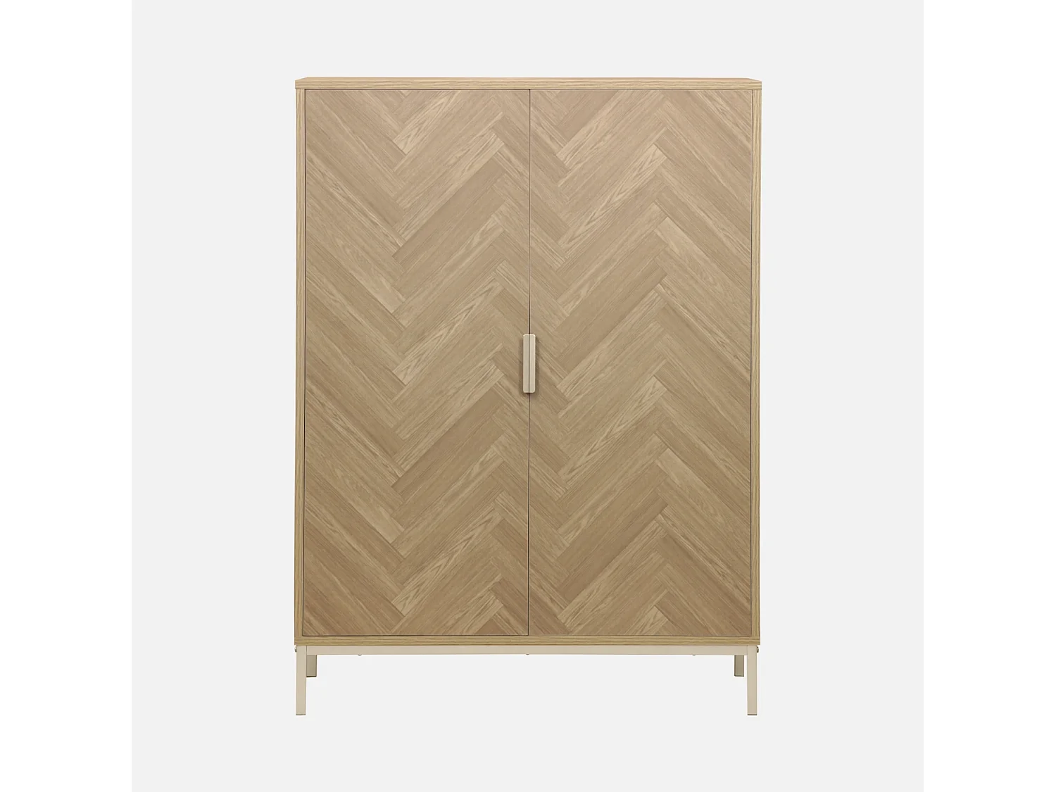 Cómoda con efecto madera y espiga de 2 puertas, 80cm natural