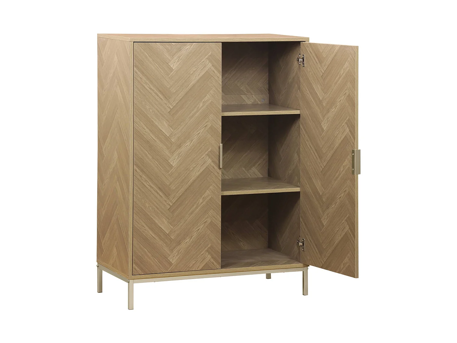 Cómoda con efecto madera y espiga de 2 puertas, 80cm natural