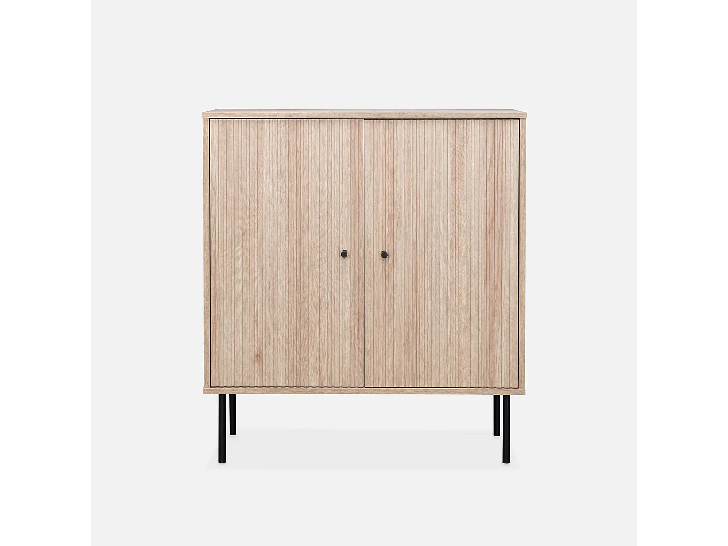 Credenza scanalate effetto legno a 2 ante, 83.5cm, marrone naturale