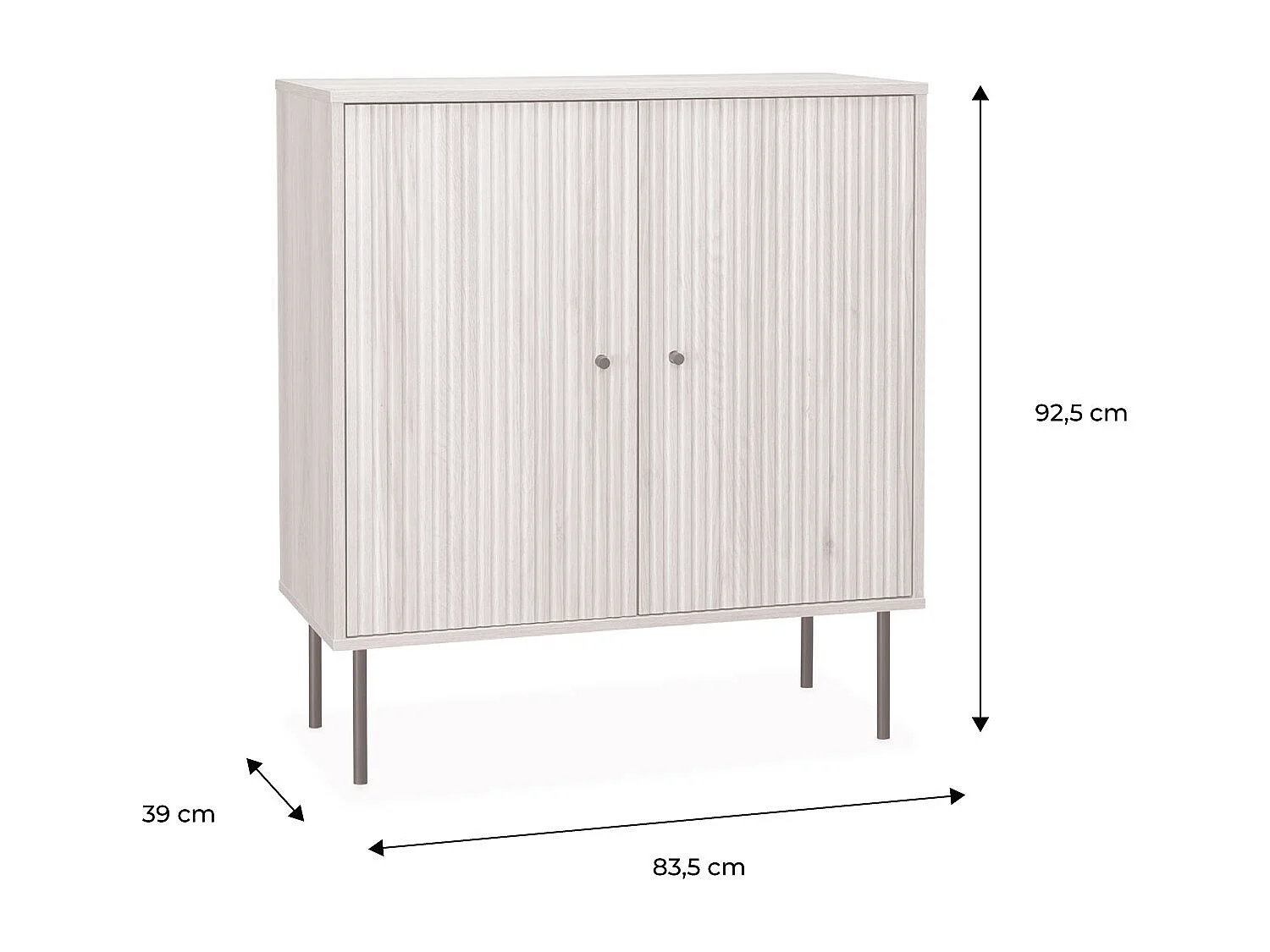 Credenza scanalate effetto legno a 2 ante, 83.5cm, marrone naturale