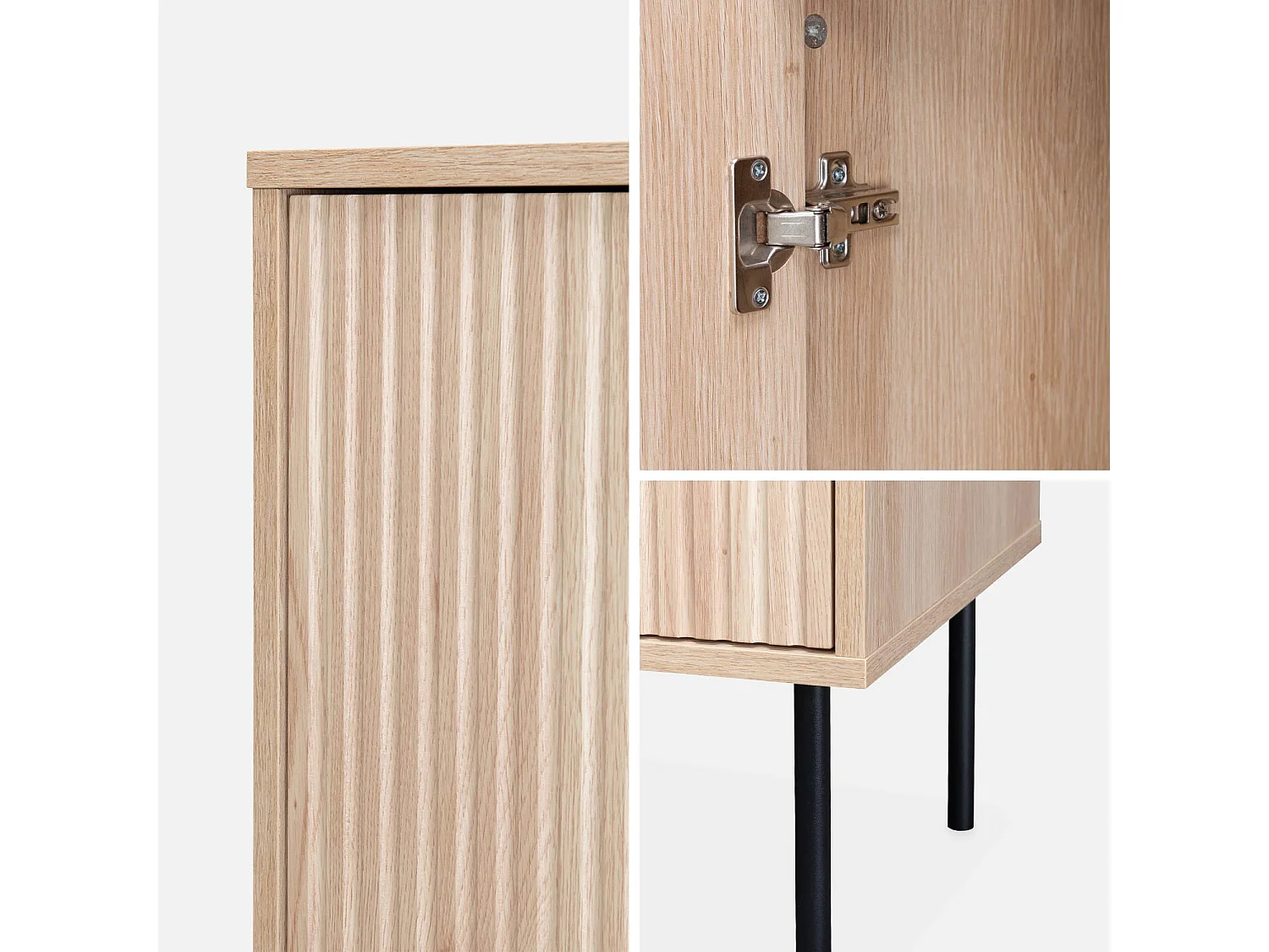 Aparador con efecto madera de 2 puertas, 83.5cm natural