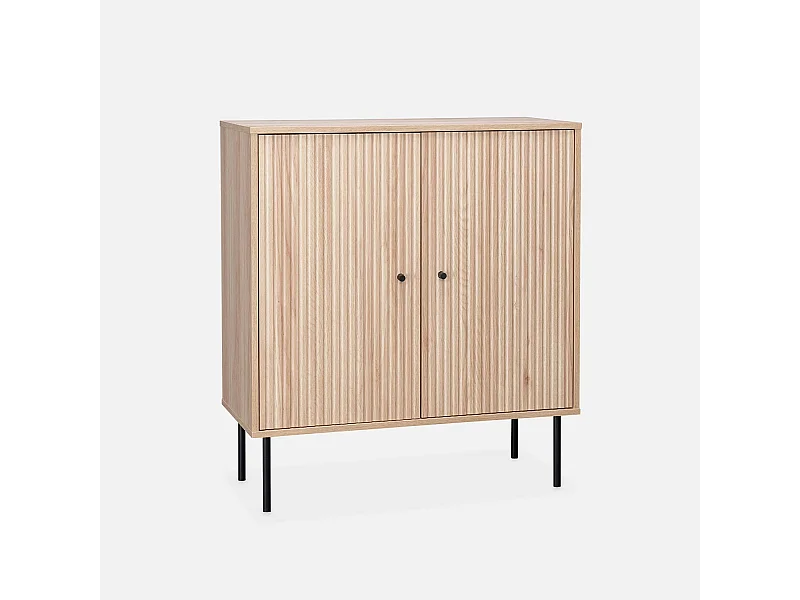 Aparador con efecto madera de 2 puertas, 83.5cm natural