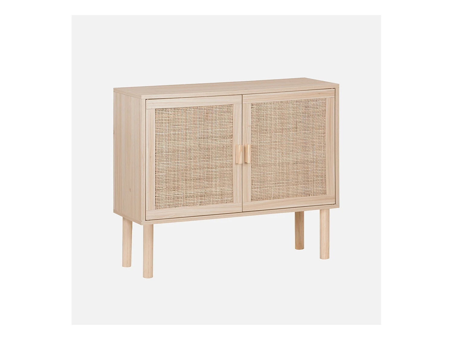 Buffet en décor bois et cannage - Camargue - 2 portes. buffet bas. 80x30x68cm
