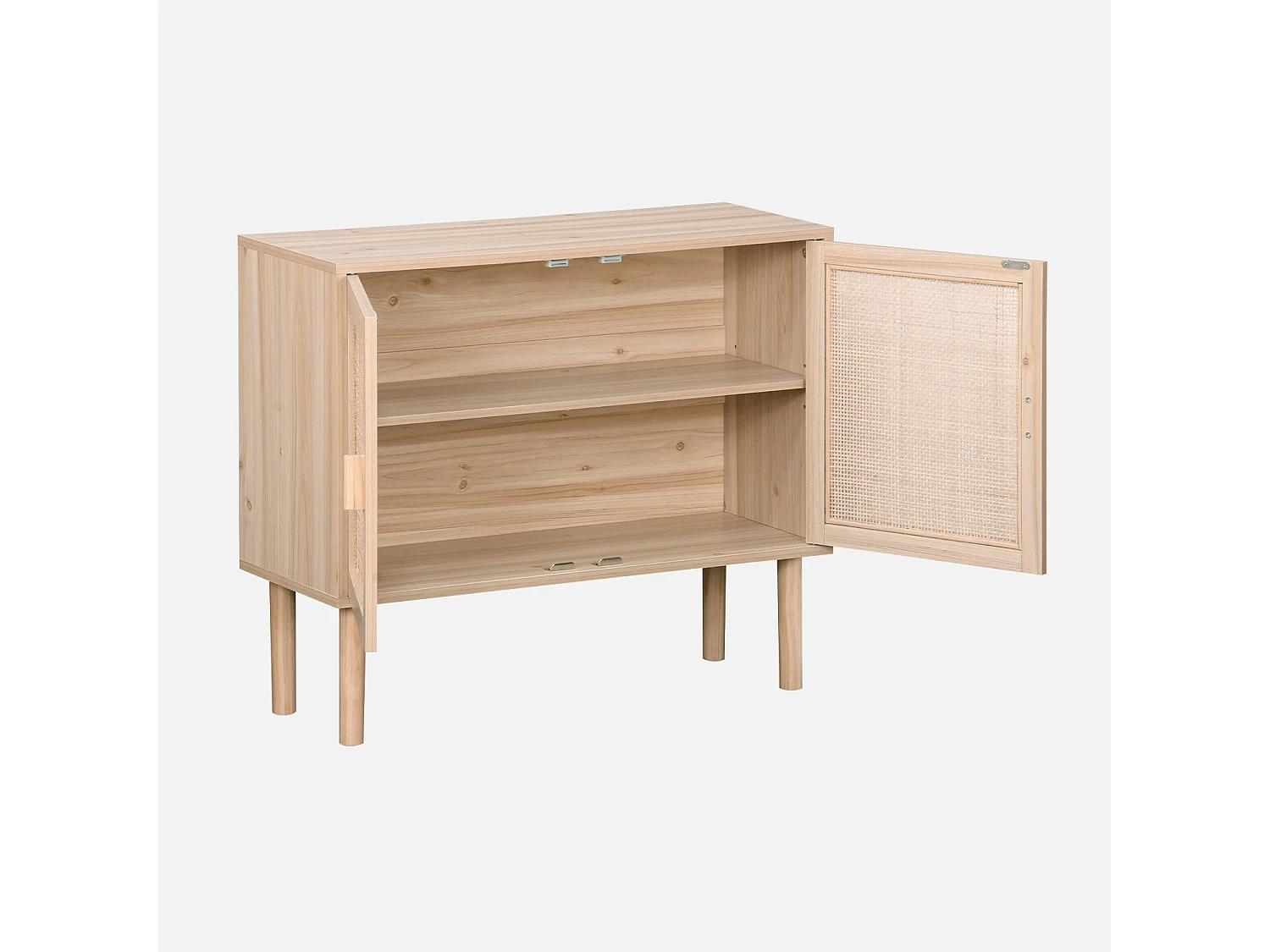 Buffet en décor bois et cannage - Camargue - 2 portes. buffet bas. 80x30x68cm