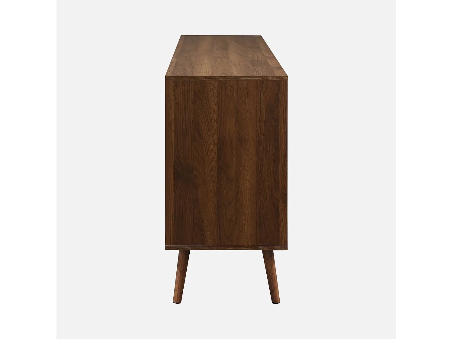 Buffet de rangement scandinave. buffet haut. vaisselier. 2 portes. 3 tiroirs. décor bois de noyer. 160cm