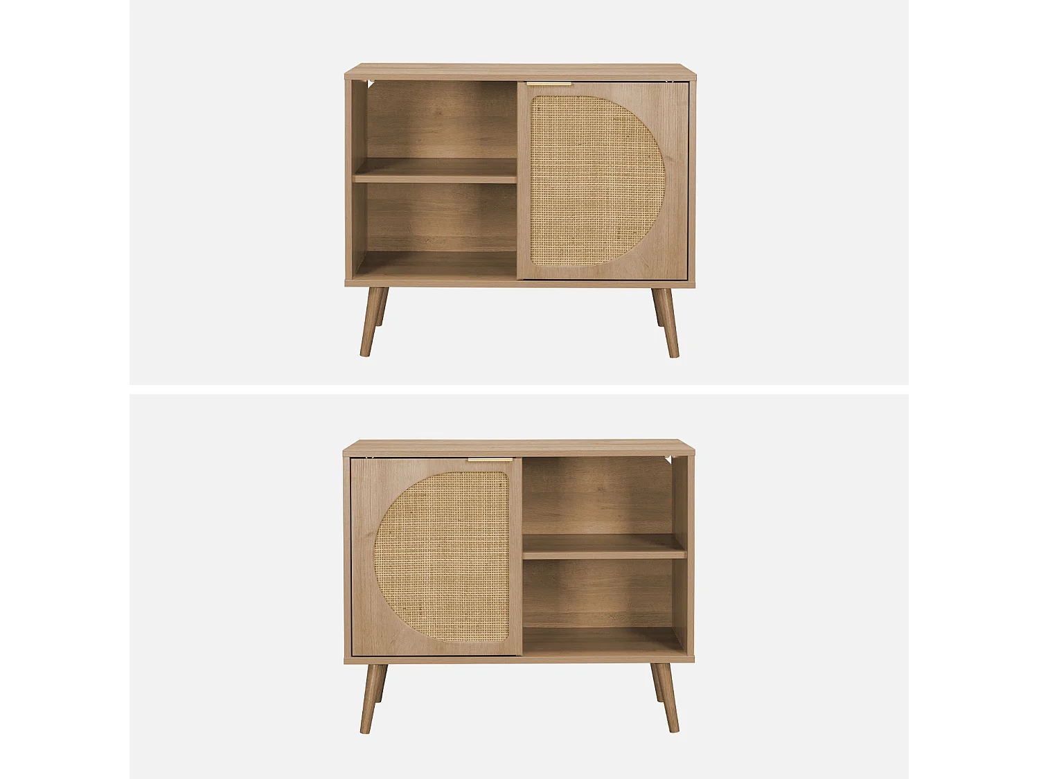 Aparador estilo escandinavo con madera redondeada, 80cm natural