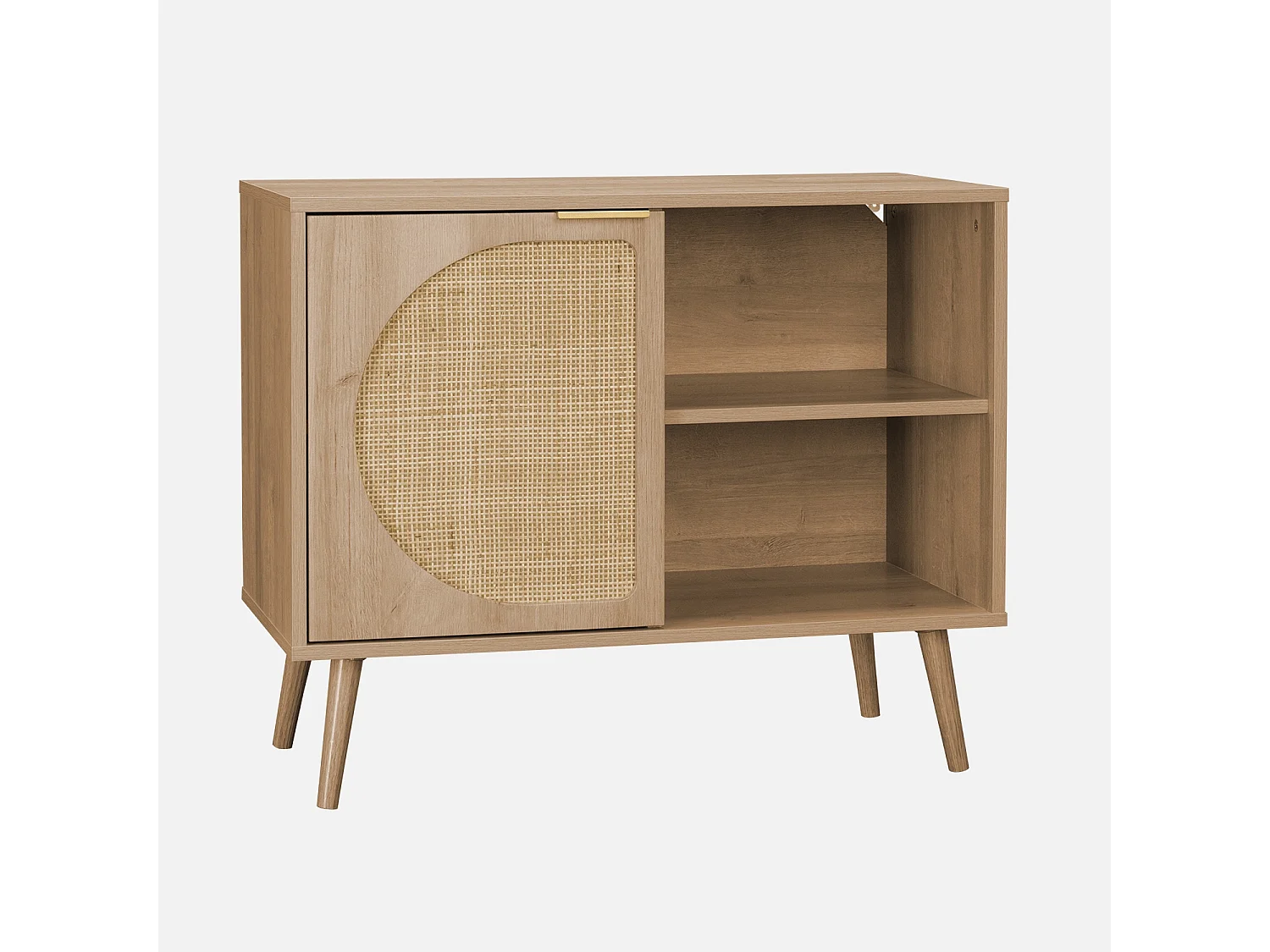 Credenza scandinava con decoro, legno arrotondato, 80cm, marrone