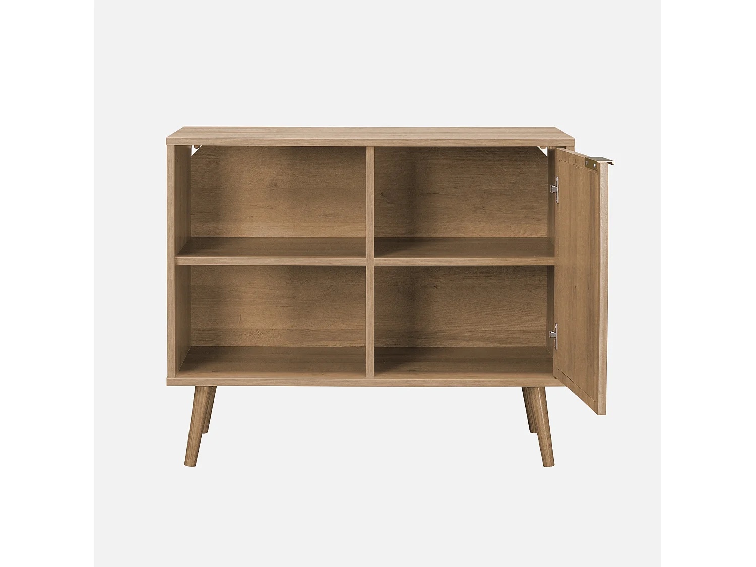 Credenza scandinava con decoro, legno arrotondato, 80cm, marrone