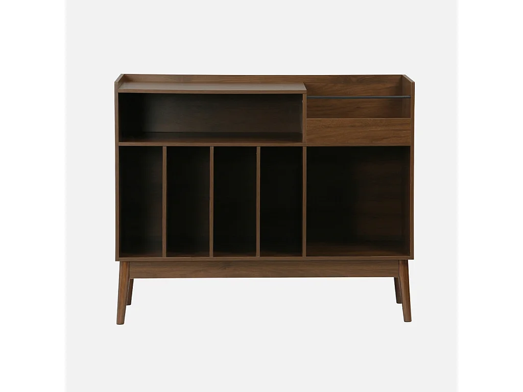 Meuble vinyle vintage effet bois. Népal. L 100 x l 48 x H 81.5cm