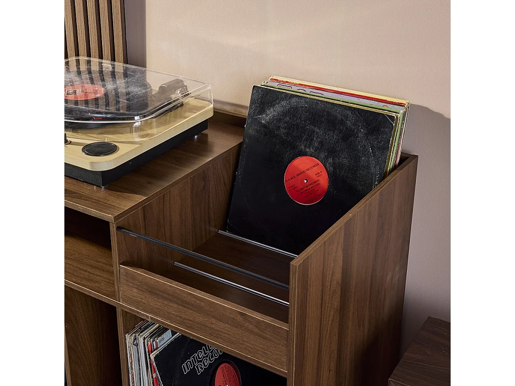 Meuble vinyle vintage effet bois. Népal. L 100 x l 48 x H 81.5cm