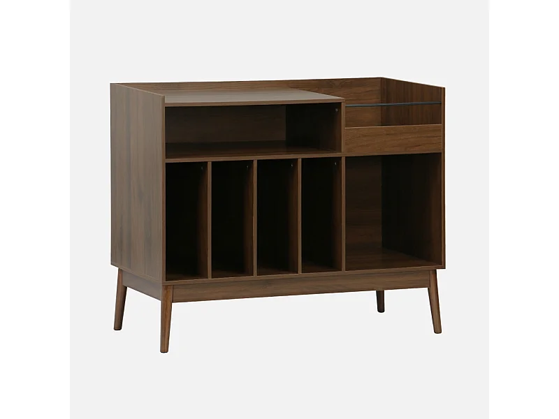 Meuble vinyle vintage effet bois. Népal. L 100 x l 48 x H 81.5cm