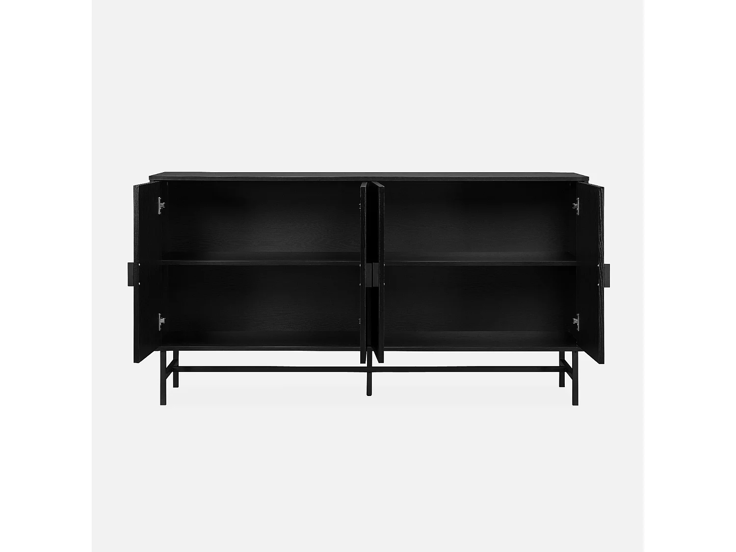 Credenza a 4 ante scanalata effetto legno, 157.5cm, nero
