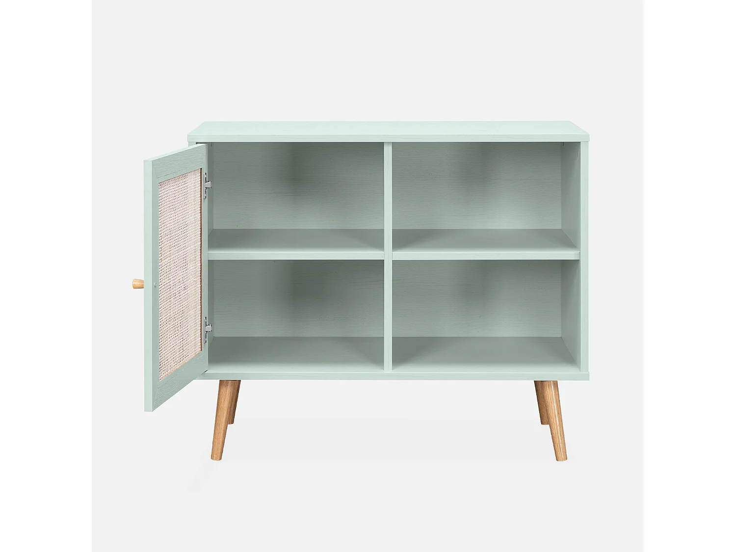 Credenza in cannage, 1 anta, 80cm, verde celadon