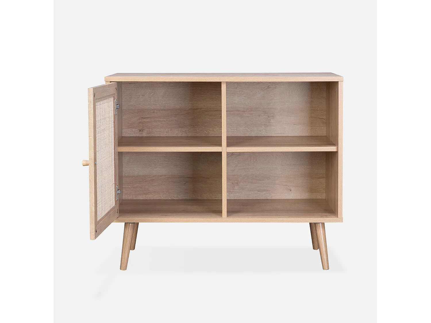 Credenza in cannage, 1 anta, 80cm, marrone naturale