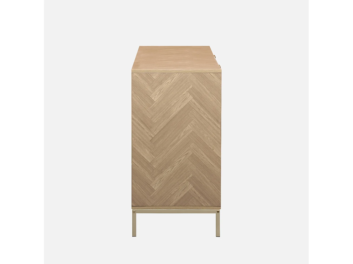 Aparador con efecto espiga de 2 puertas, 160cm natural