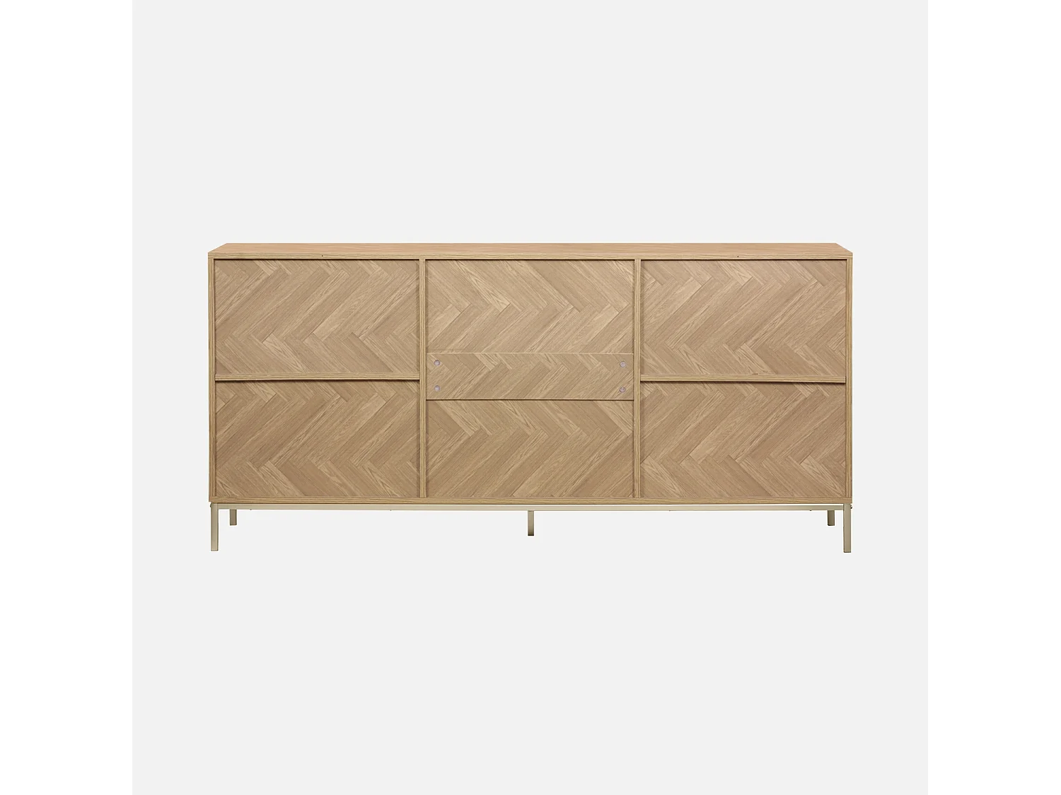 Aparador con efecto espiga de 2 puertas, 160cm natural