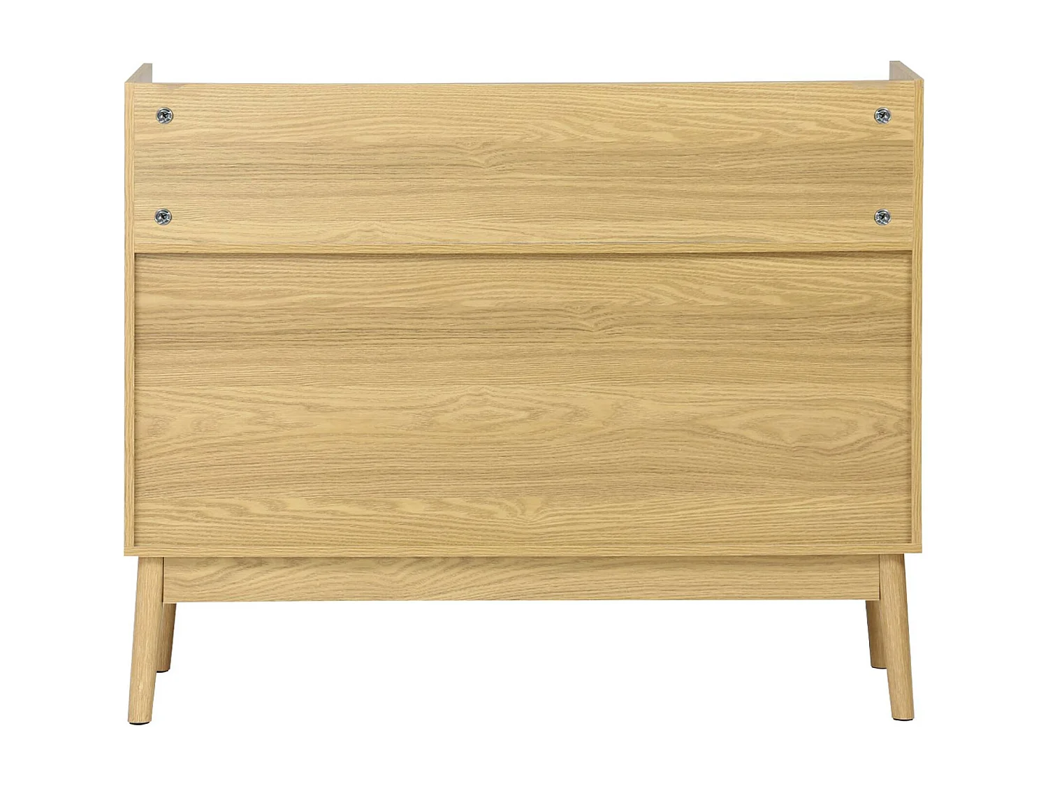 Mueble vinilo vintage con decoración madera, 100cm natural