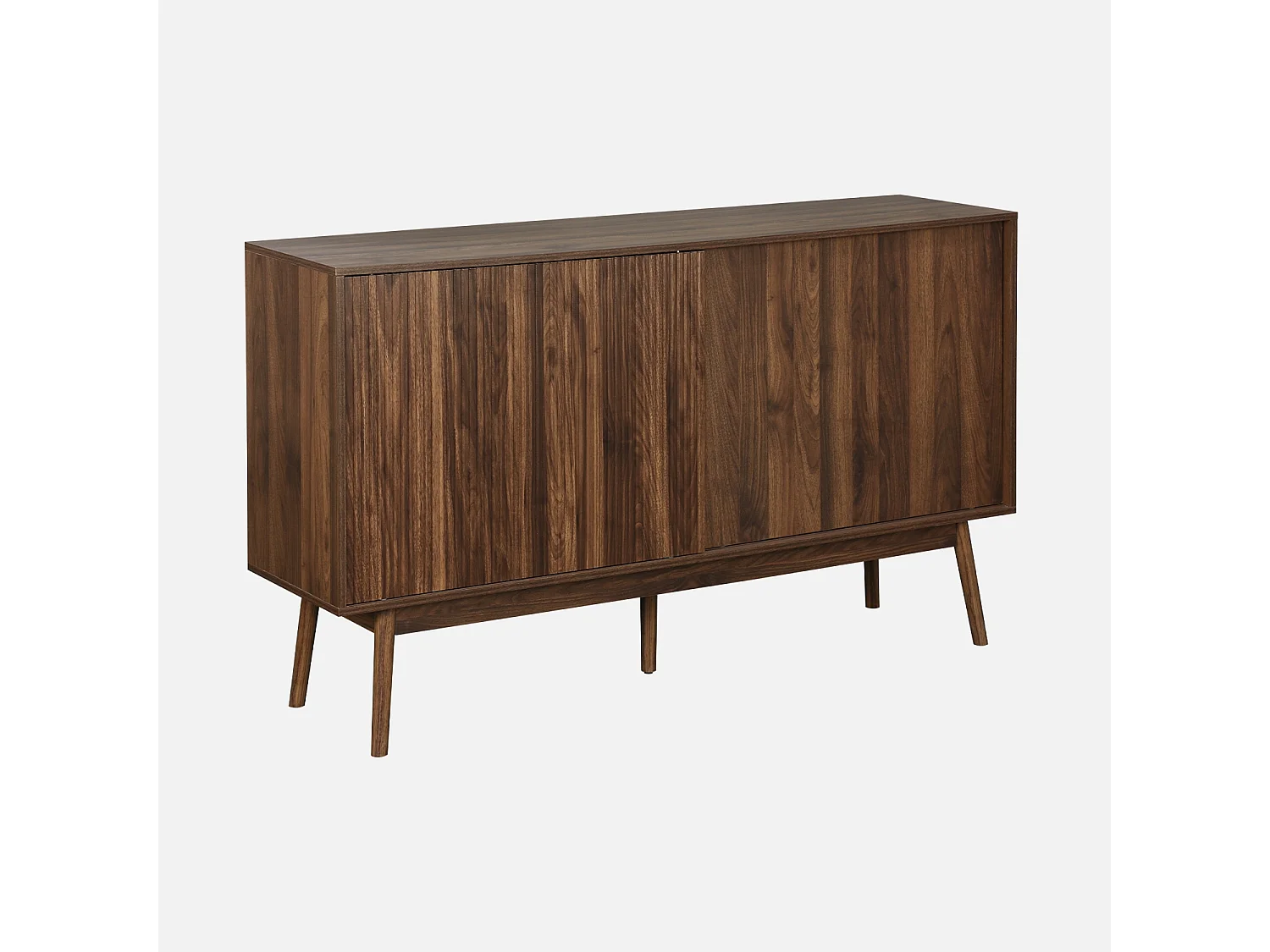 Credenza scandinava a 2 ante effetto legno, 150cm, marrone scuro