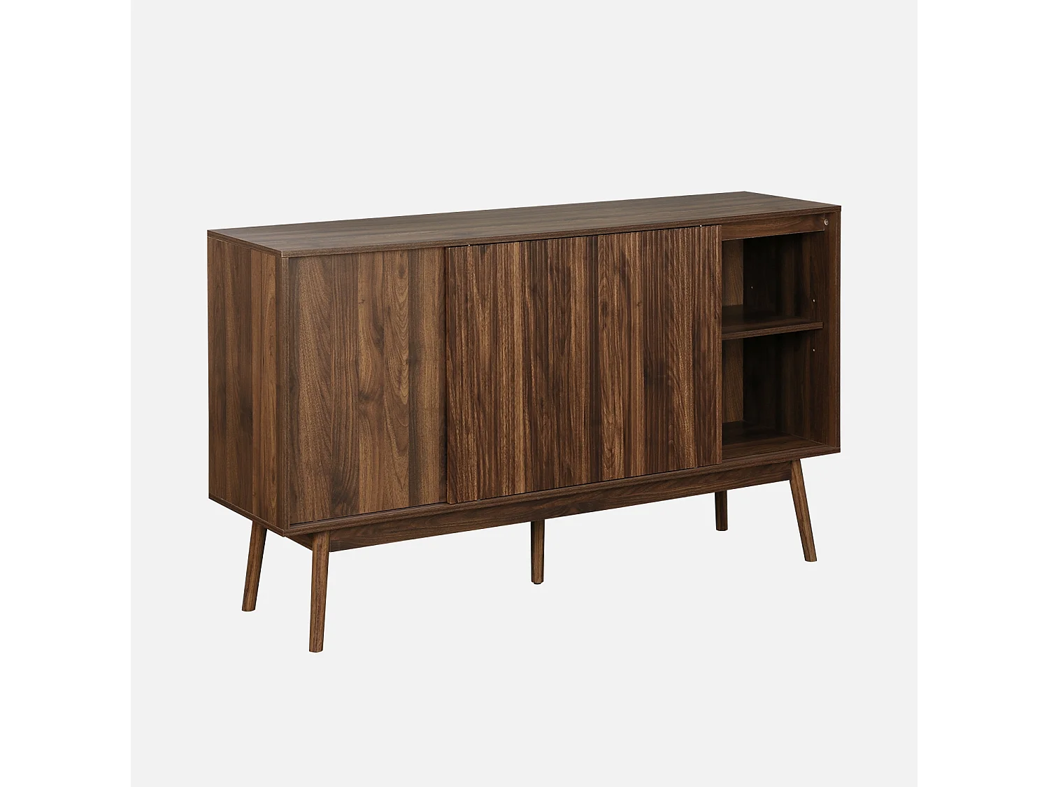 Credenza scandinava a 2 ante effetto legno, 150cm, marrone scuro