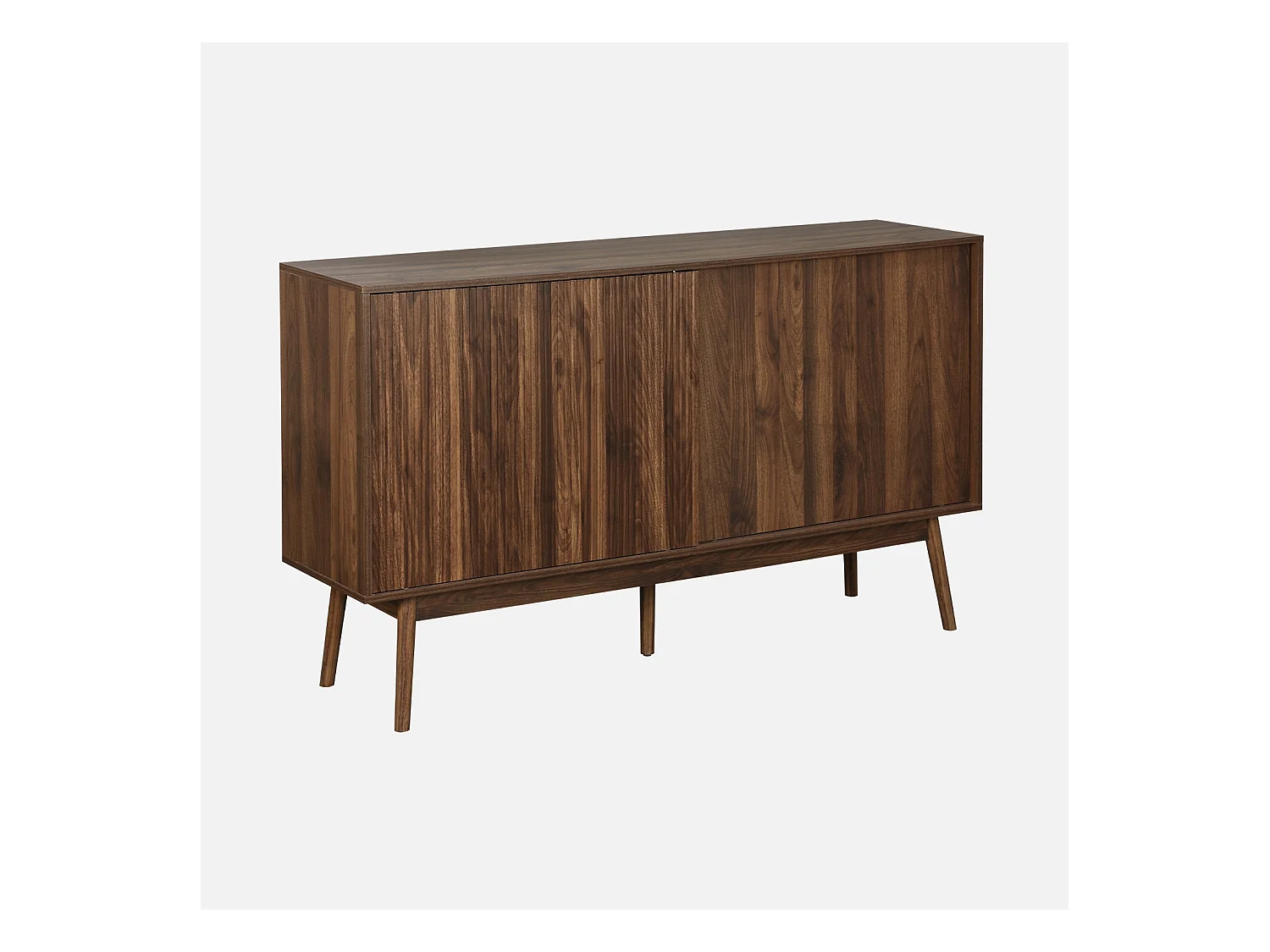 Buffet de rangement décor bois bois foncé. Linear. deux portes. deux étagères. buffet haut. vaisselier.  L 150 x P 39.5 x H 90cm