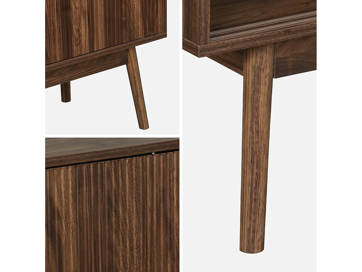 Aparador escandinavo efecto madera con 2 puertas, 150cm madera oscura