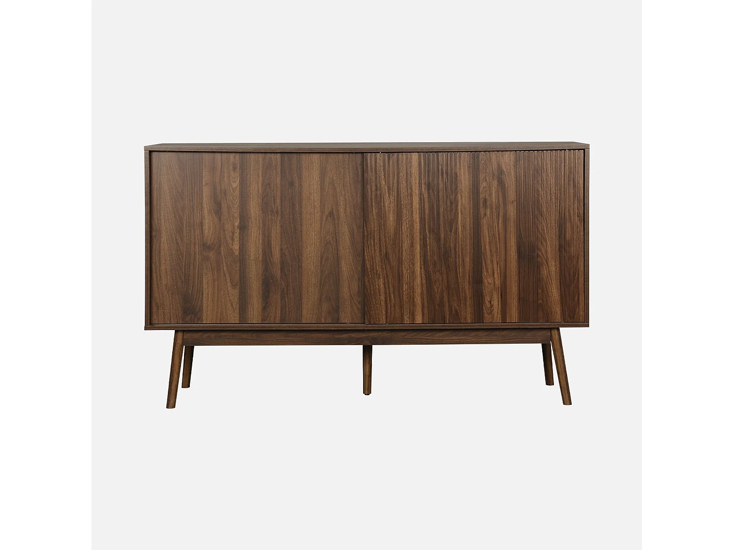 Buffet de rangement décor bois bois foncé. Linear. deux portes. deux étagères. buffet haut. vaisselier.  L 150 x P 39.5 x H 90cm