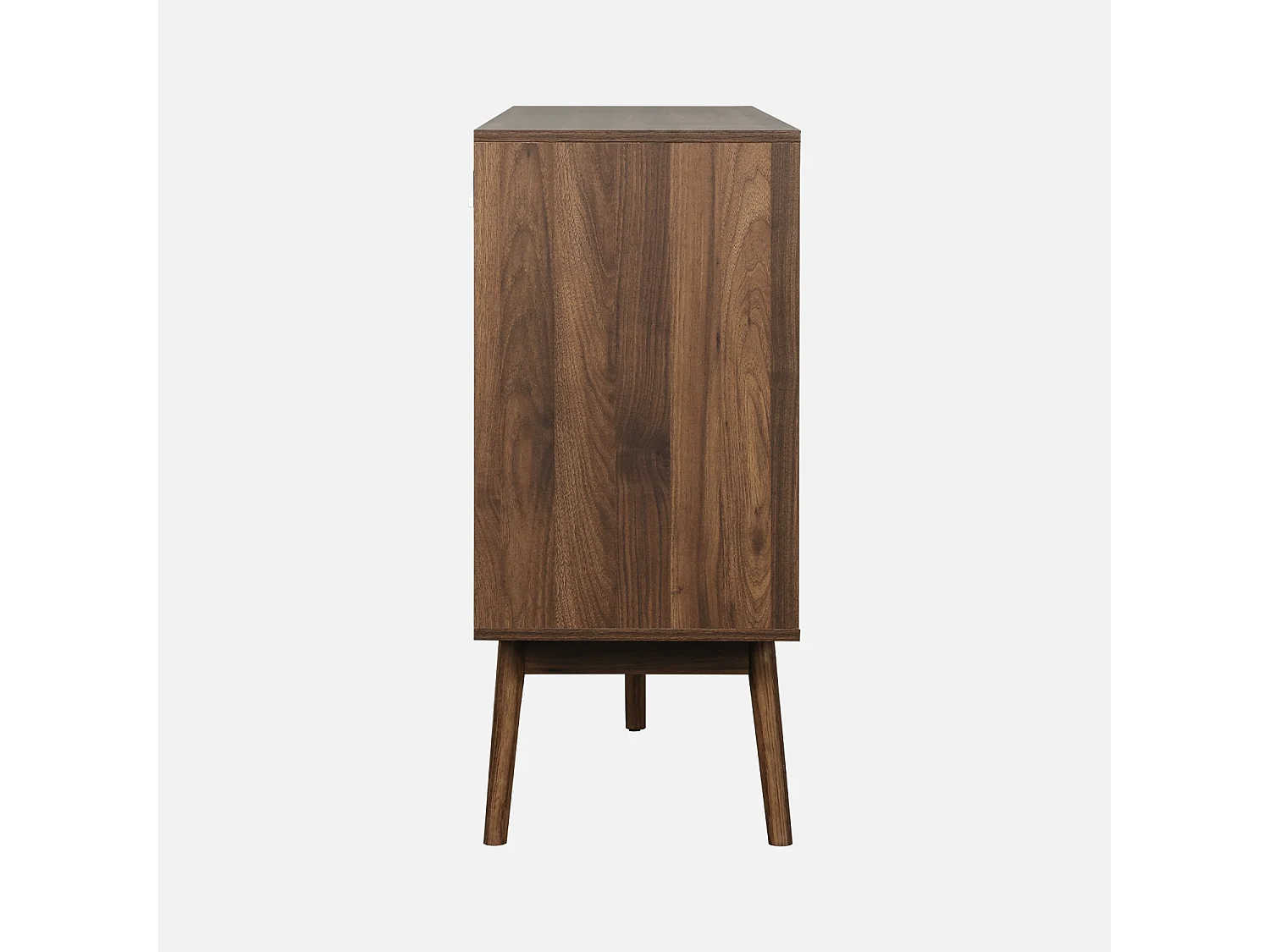 Buffet de rangement décor bois bois foncé. Linear. deux portes. deux étagères. buffet haut. vaisselier.  L 150 x P 39.5 x H 90cm