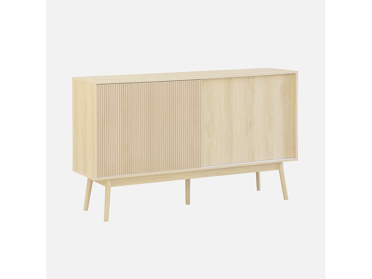 Credenza scandinava a 2 ante effetto legno, 150cm, marrone naturale