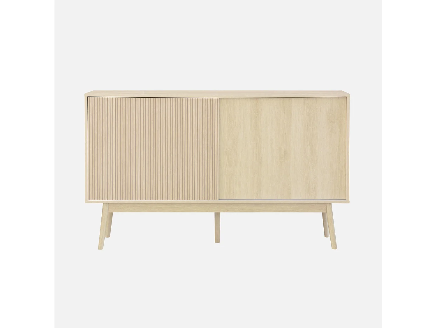 Credenza scandinava a 2 ante effetto legno, 150cm, marrone naturale