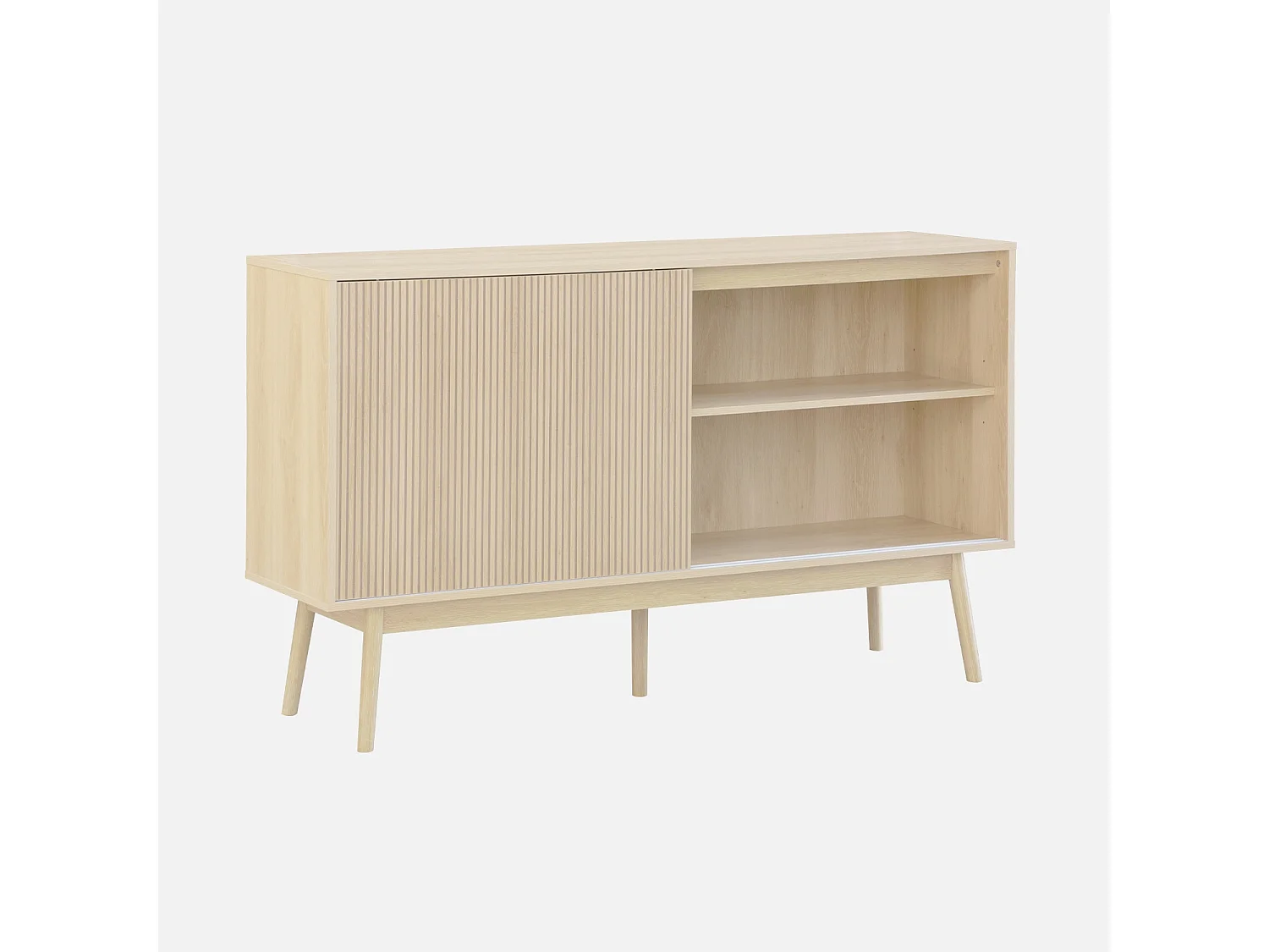 Credenza scandinava a 2 ante effetto legno, 150cm, marrone naturale