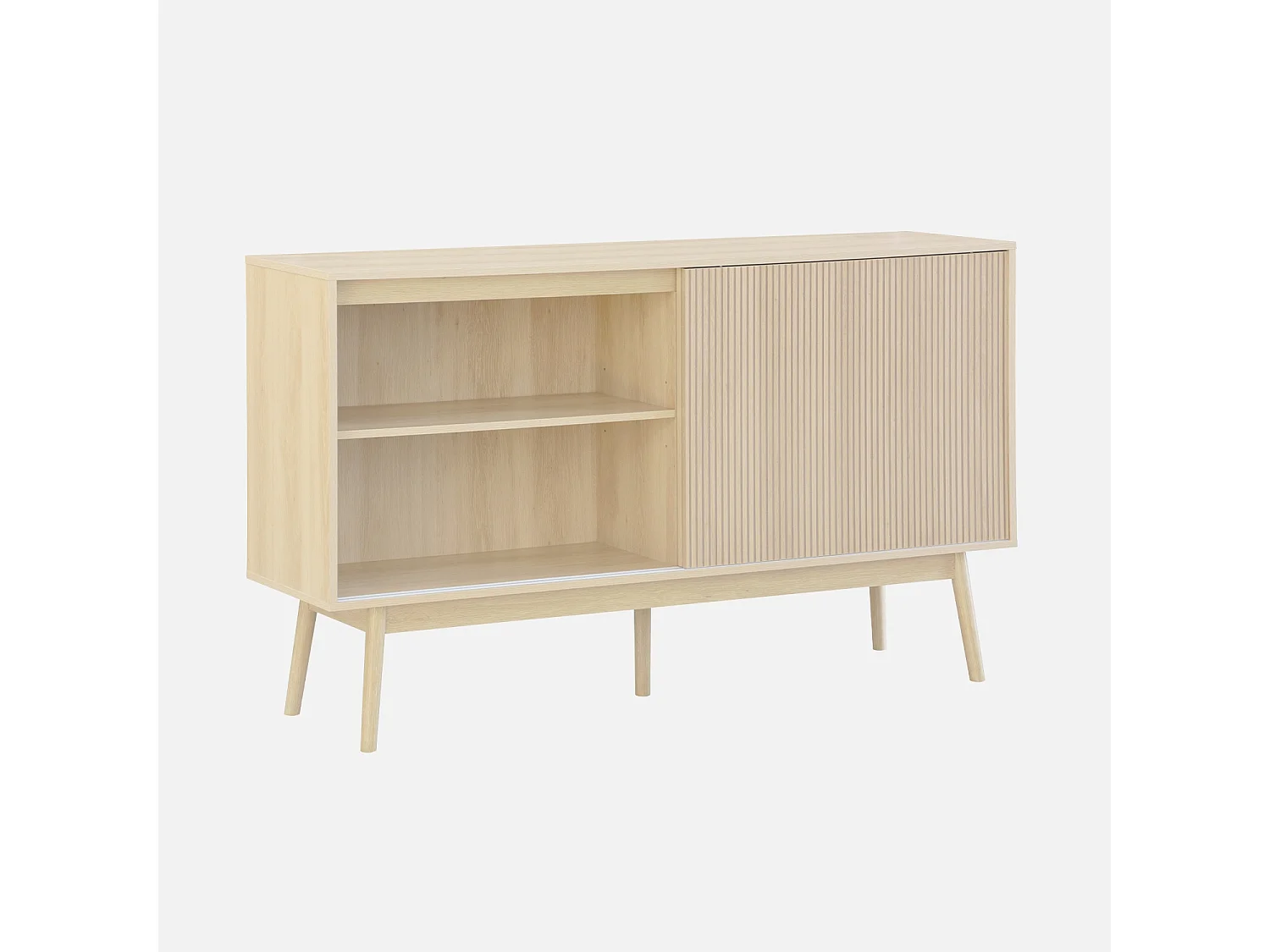Credenza scandinava a 2 ante effetto legno, 150cm, marrone naturale