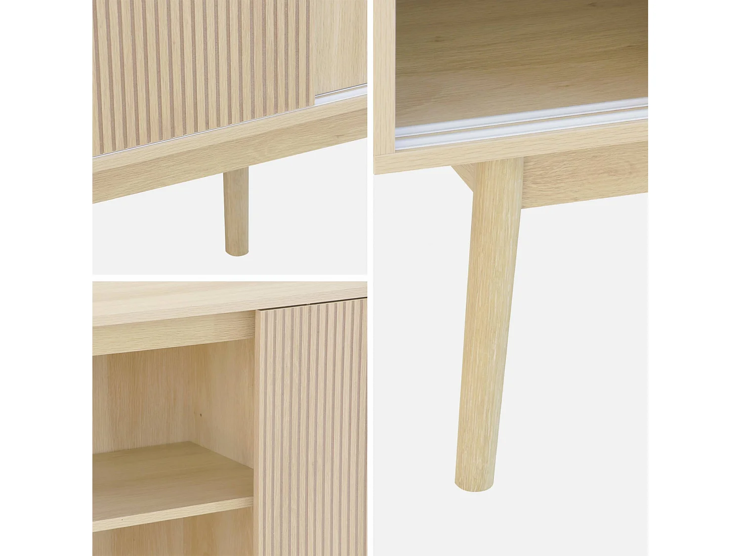 Buffet de rangement décor bois naturel. Linear. deux portes. deux étagères. buffet haut. vaisselier.  L 150 x P 39.5 x H 90cm